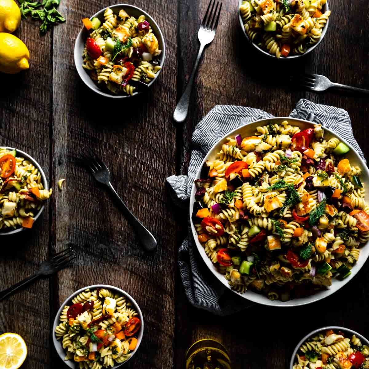 Pasta Salad dressed in Greek Herb Vinaigrette