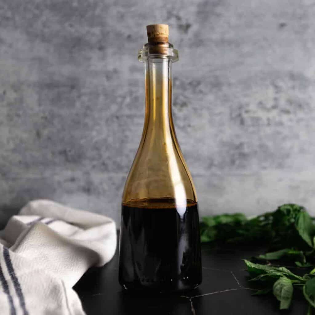 A corked bottle of Balsamic Glaze