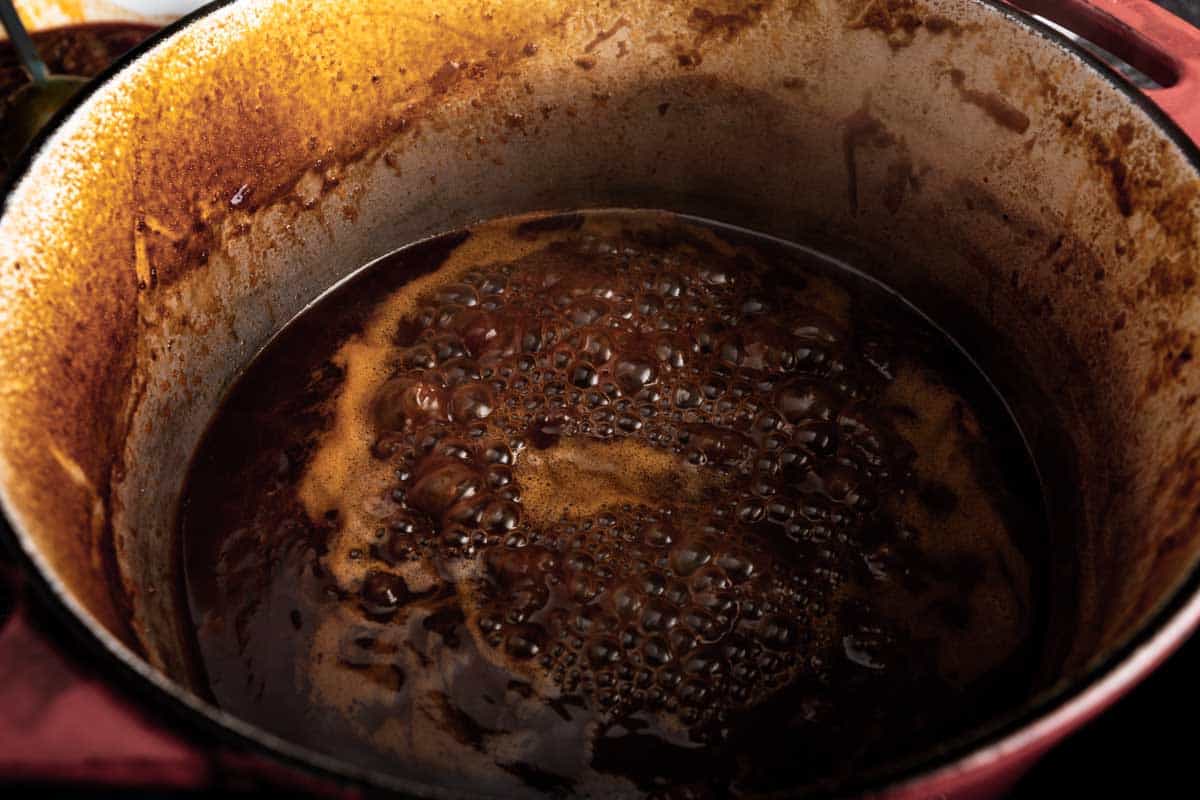 Simmering Korean marinade sauce