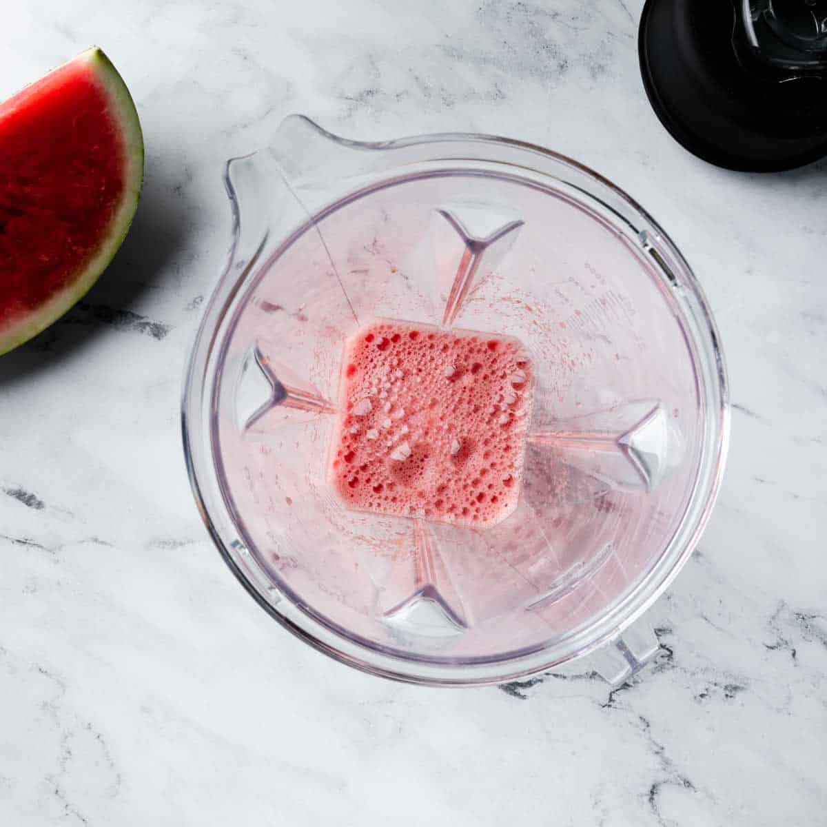 Pureed watermelon in a blender