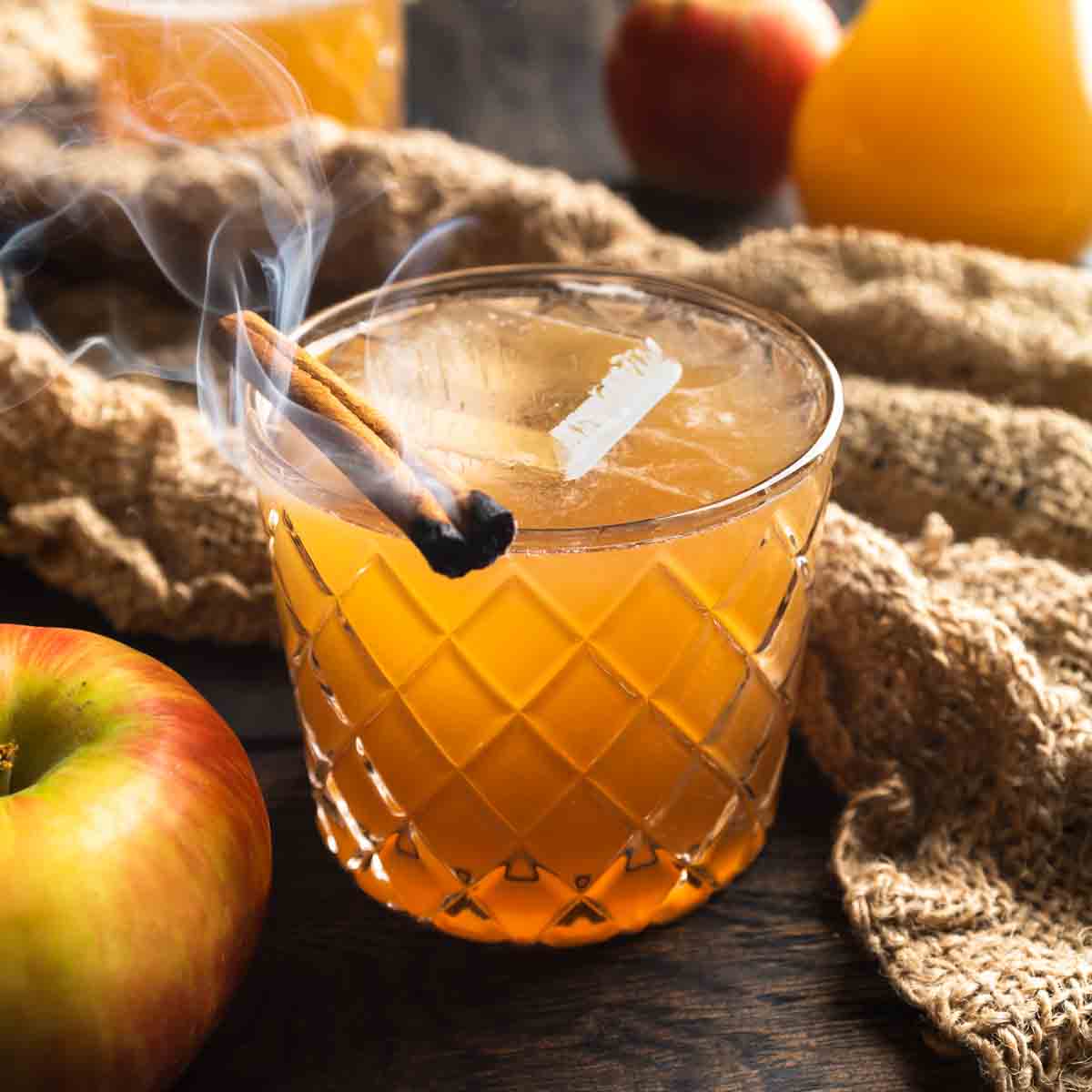 Apple Cider Whiskey Sour with Smoked Cinnamon - The Sage Apron