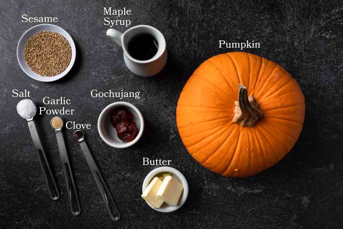 Ingredients needed to make this gochujang and pumpkin recipe