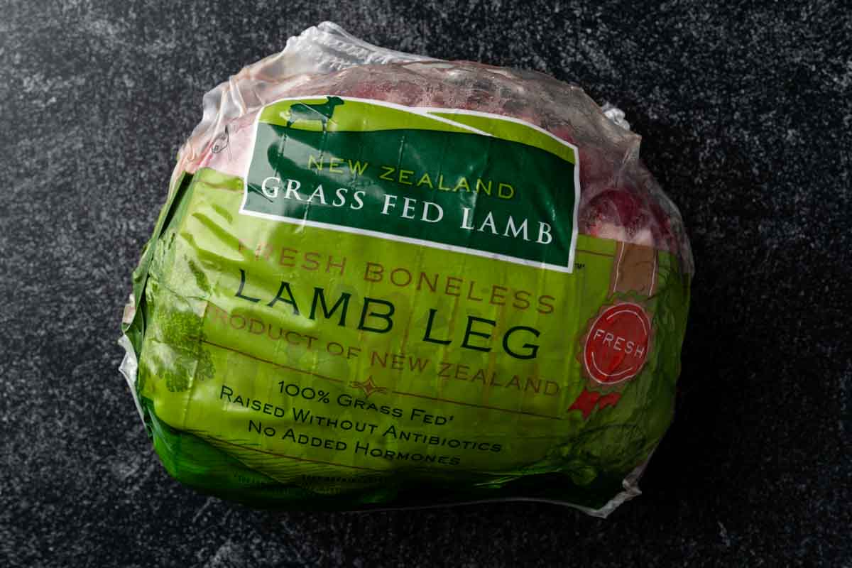A pacha of grass-fed Spring lamb leg from Trader Joe's.
