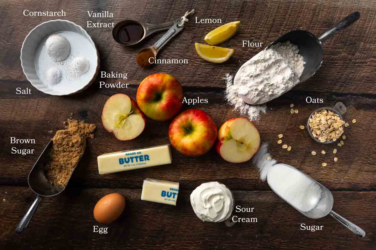 Ingredients needed to make apple crumble cookies. 
