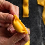 Perfectly pinched pockets of homemade agnolotti.
